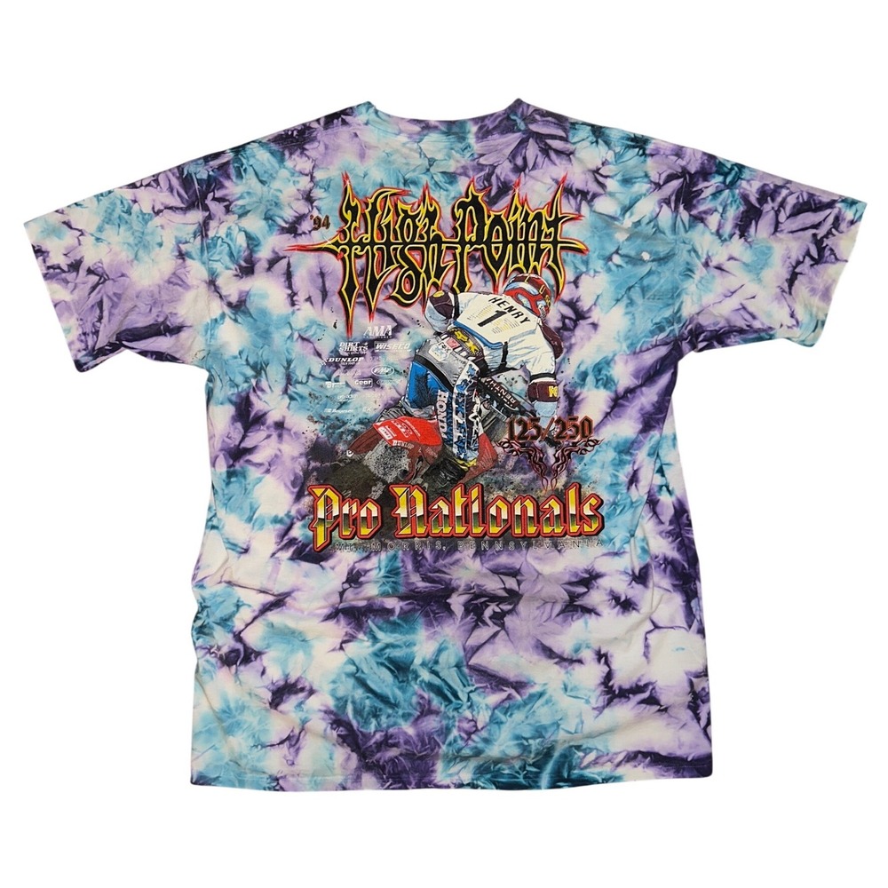 Vintage 1994 High‎ Point Pro Nationals Motocross Tie Dye T-Shirt XL Cal Cru 90s